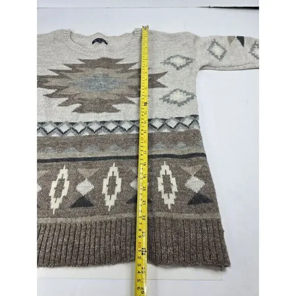American Eagle Outfitters Sweater S/P Earthy Aztec Boho Retro Hippy Pullover - Picture 2 of 7